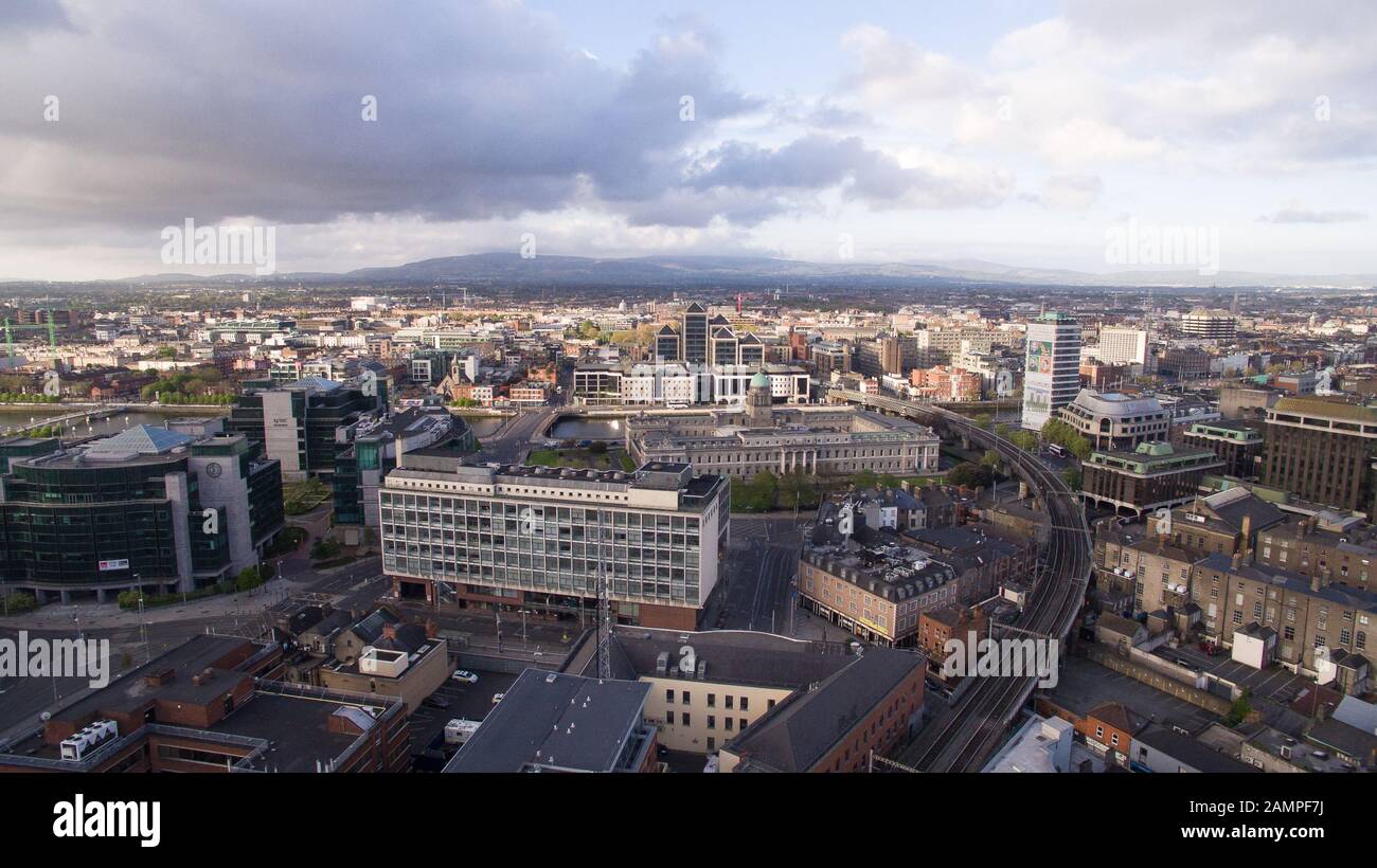 Antenna fuco vista della città di Dublino, Irlanda. Foto Stock