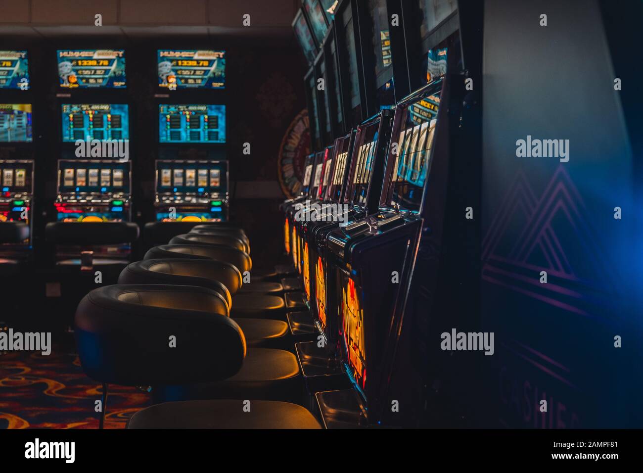 Le Slot Machines in un casino. Foto Stock