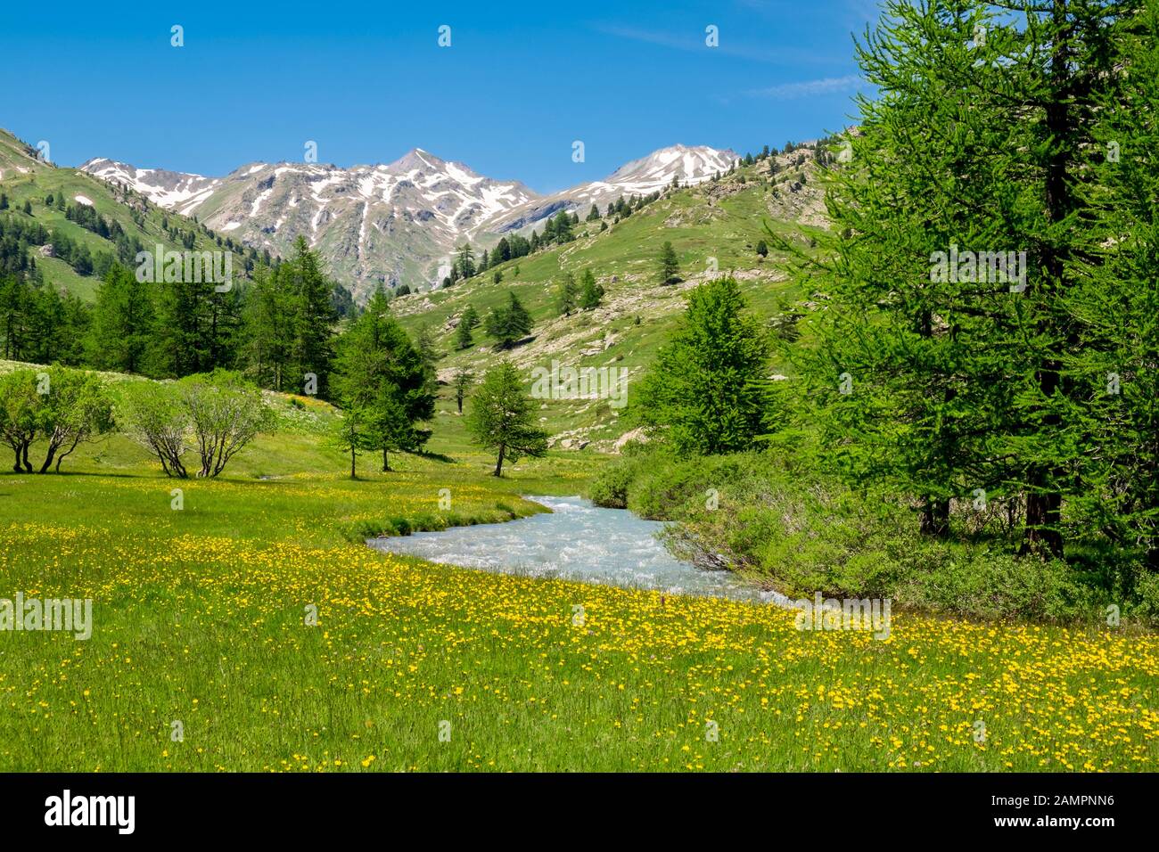 La Vallée de la Clarée,, Nevache. Hautes-Alpes, Francia Foto Stock