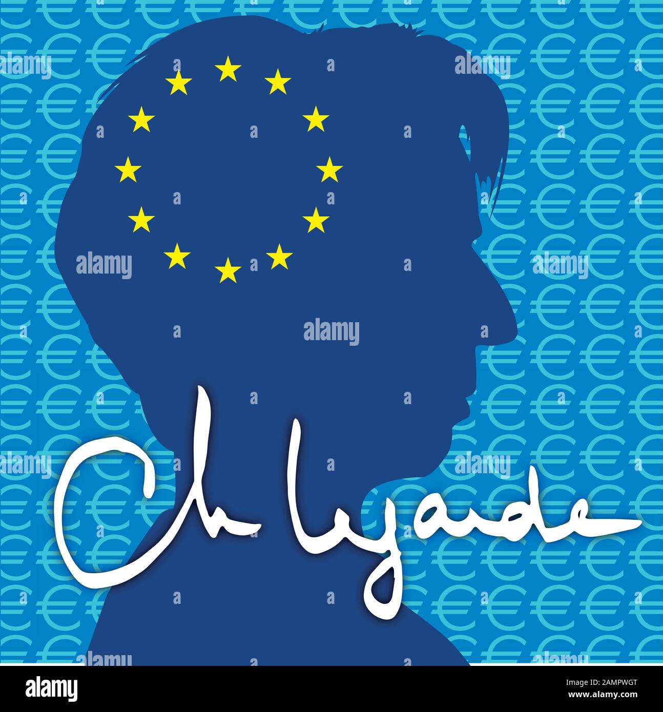 Christine Lagarde, nuovo presidente della Banca centrale europea, BCE, 2019 Illustrazione Vettoriale