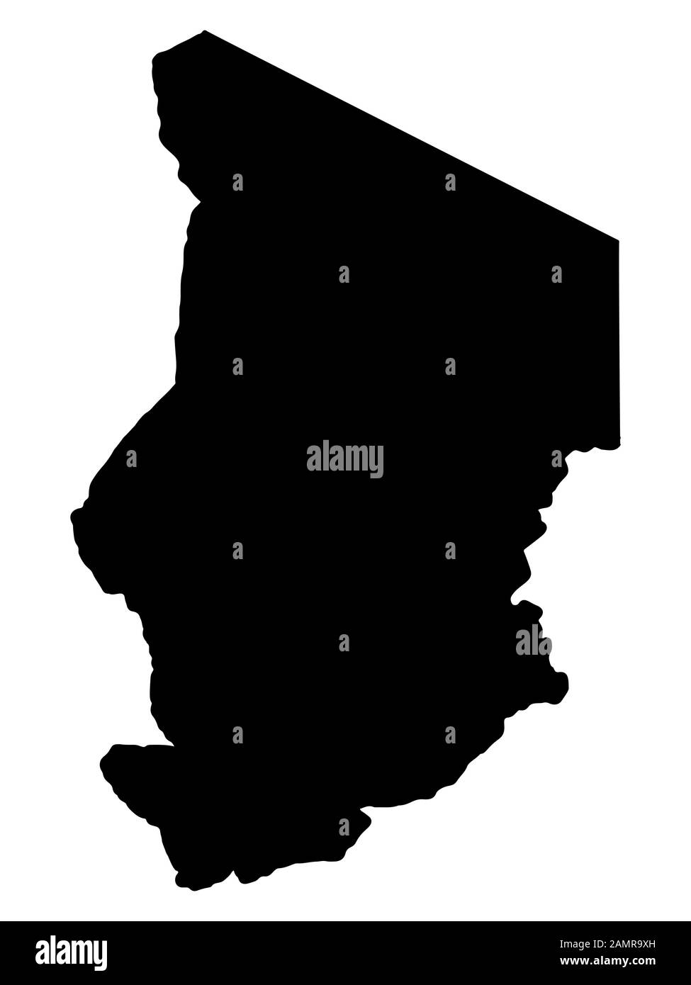 Immagine vettoriale nera della silhouette della mappa del Ciad eps 10 Illustrazione Vettoriale