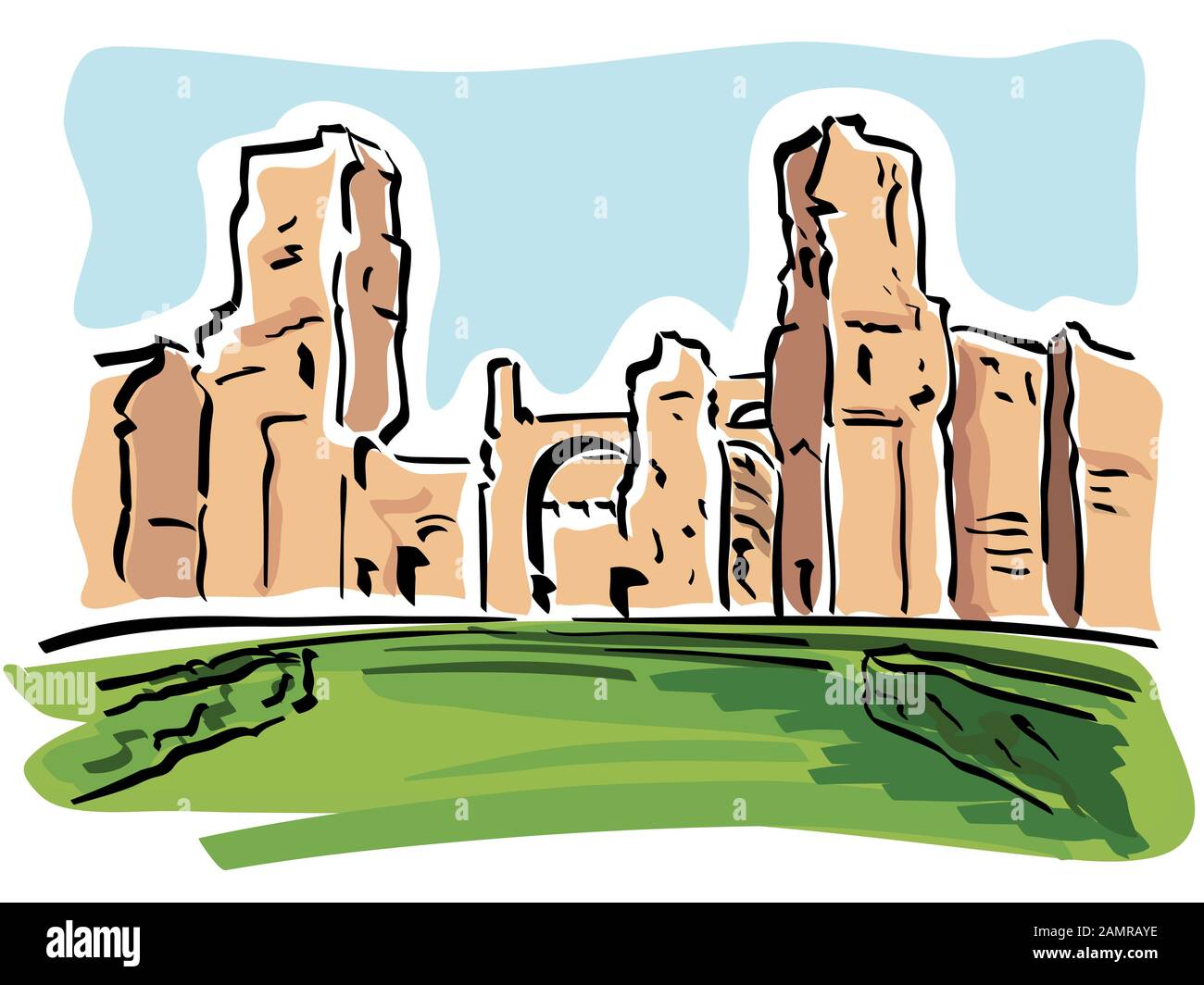 Illustrazione delle Terme di Caracalla a Roma risalente all'Impero Romano. Foto Stock