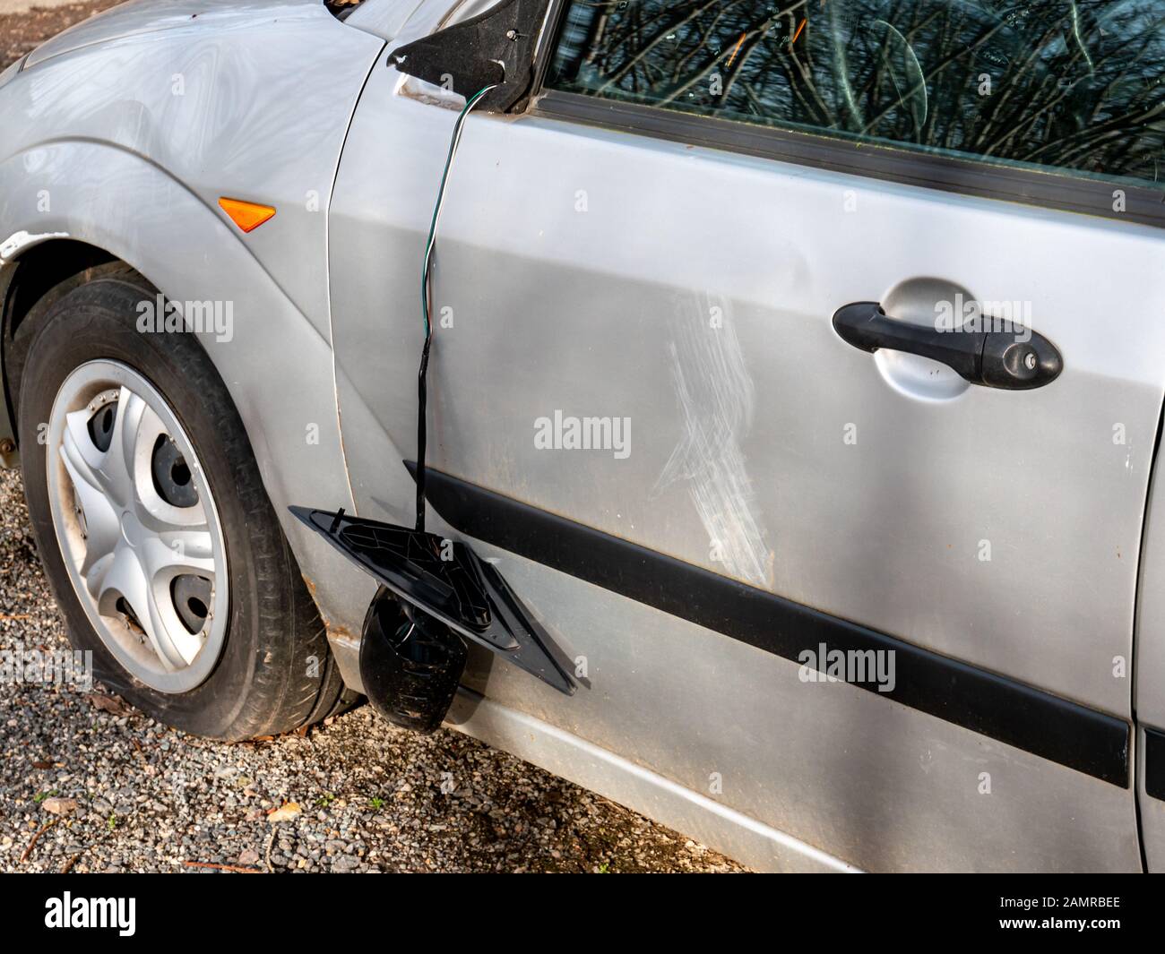 Danni alla proprietà vandalismo sulla vettura Foto Stock