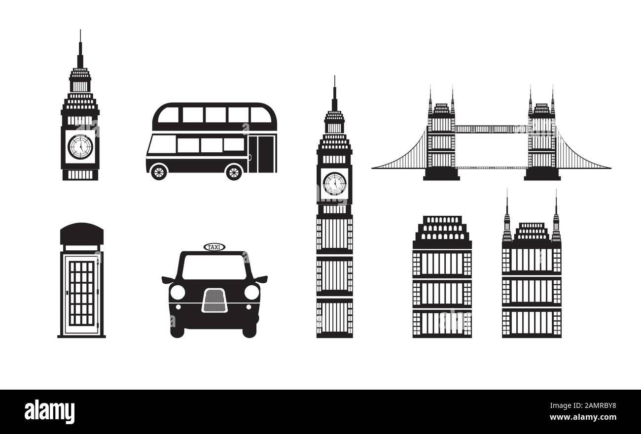 fascio di icone della cultura britannica Illustrazione Vettoriale