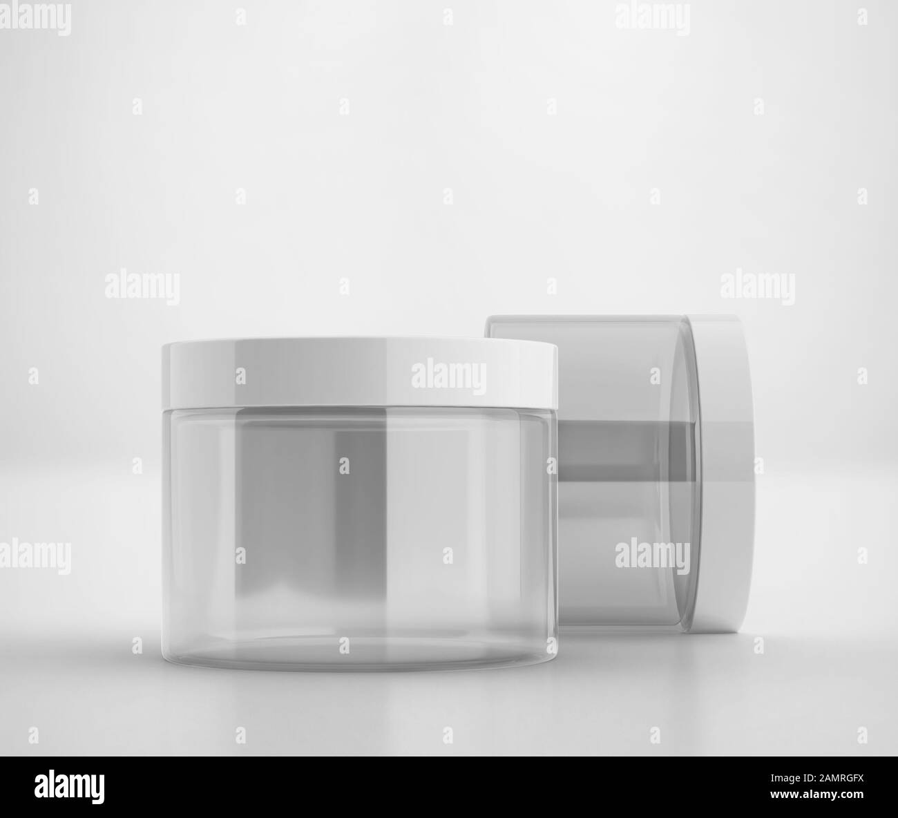 Vaso in vetro bianco con tappo Mockup, rendering 3d isolato su sfondo chiaro Foto Stock