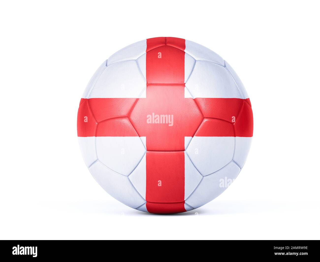 Pallone da calcio o da calcio con i colori della bandiera nazionale inglese concettuale del supporto di squadra in campionati o la Coppa del mondo isolato su bianco Foto Stock