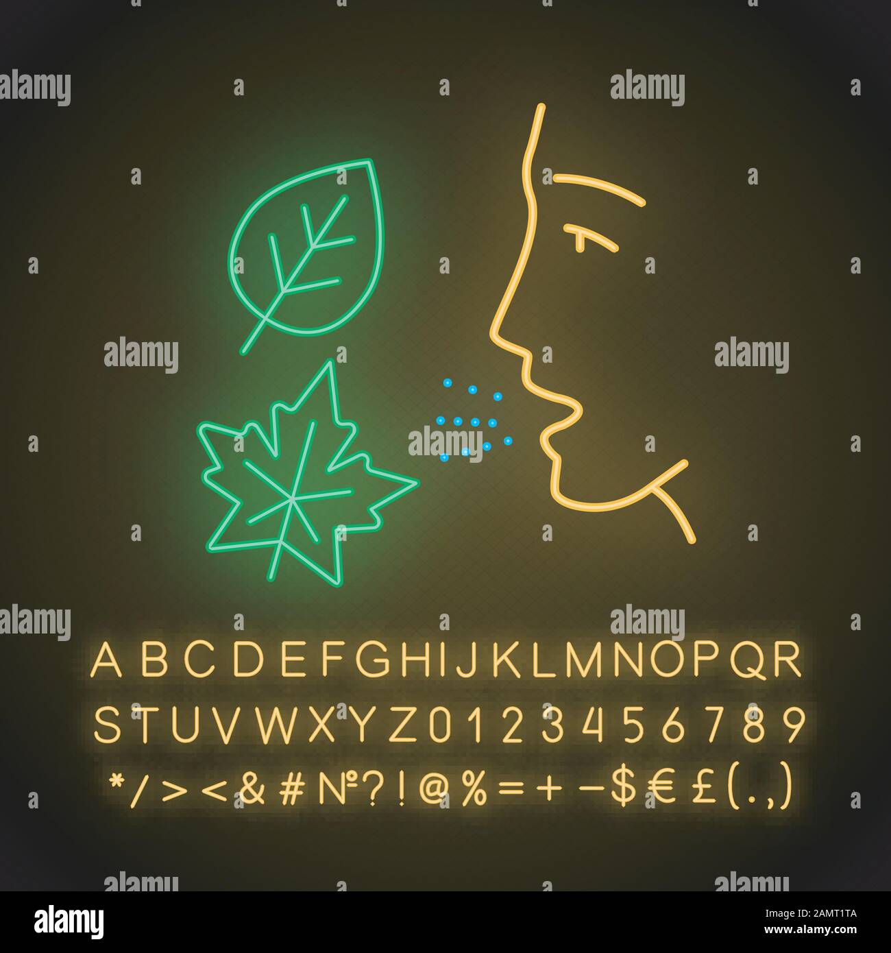 Icona dell'app per le allergie autunnali. Allergia stagionale. Reazione allergica alle alghe, alle muffe e agli acari della polvere. Malattia respiratoria. Interfaccia utente/UX. Web o mobile a Illustrazione Vettoriale