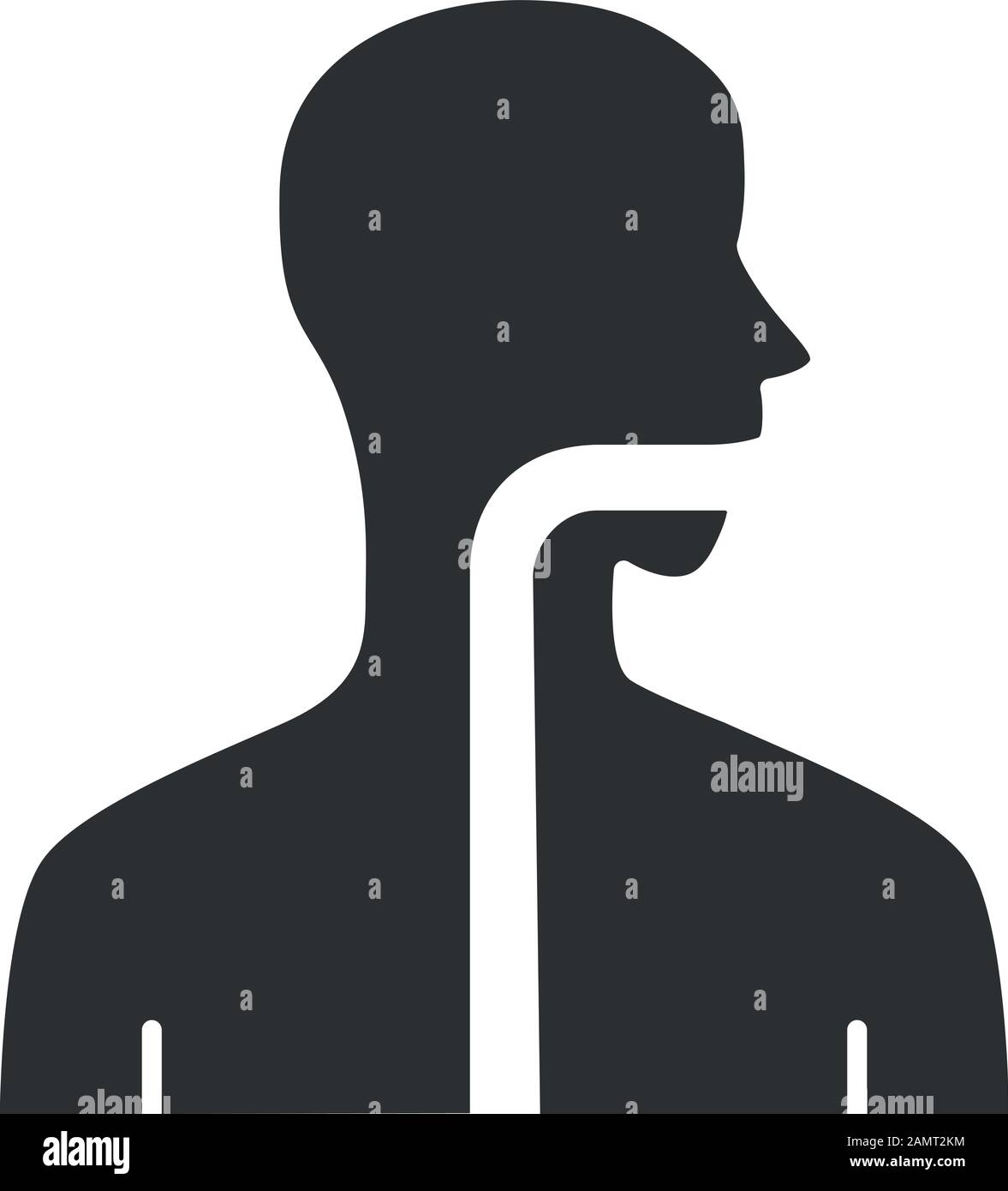 Icona glifo di gola sano. Cavità orale, faringe ed esofago in buona salute. Sezione superiore del canale alimentare. Tratto gastrointestinale. Silhouette sy Illustrazione Vettoriale