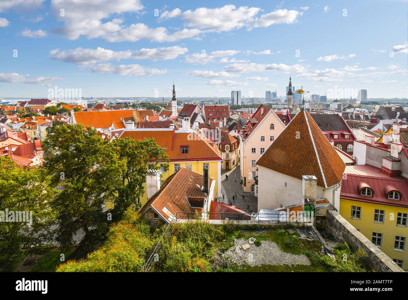 Vista della città vecchia della città baltica di Tallinn Estonia dal punto panoramico sulla collina di Toompea. Foto Stock