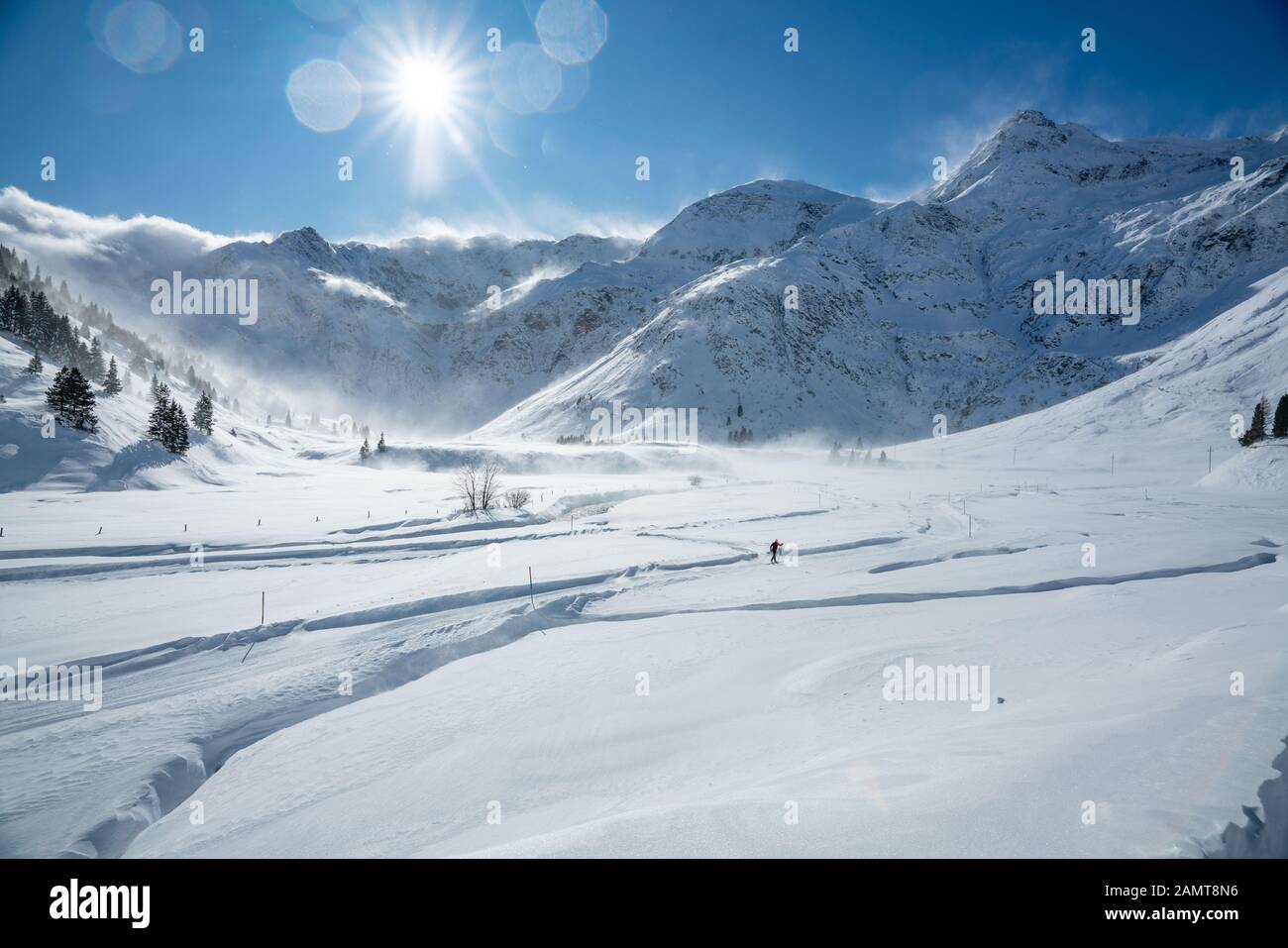 Sci di fondo in pista, stazione sciistica di Sportgastein, Gastein, Salisburgo, Austria Foto Stock
