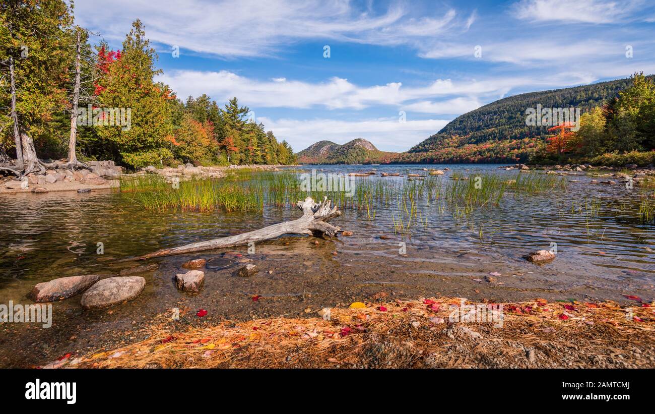 Jordan Pond, Parco Nazionale di Acadia, Maine, Stati Uniti d'America Foto Stock