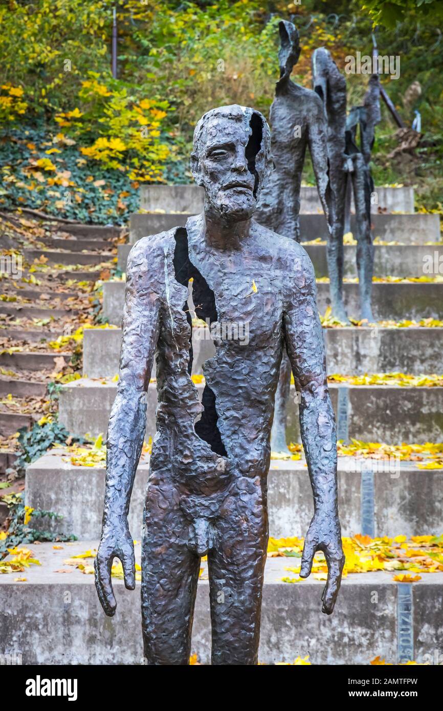 Memoriale per le vittime del comunismo, statue in Praga, Repubblica Ceca di commemorazione delle vittime dell'era comunista Foto Stock