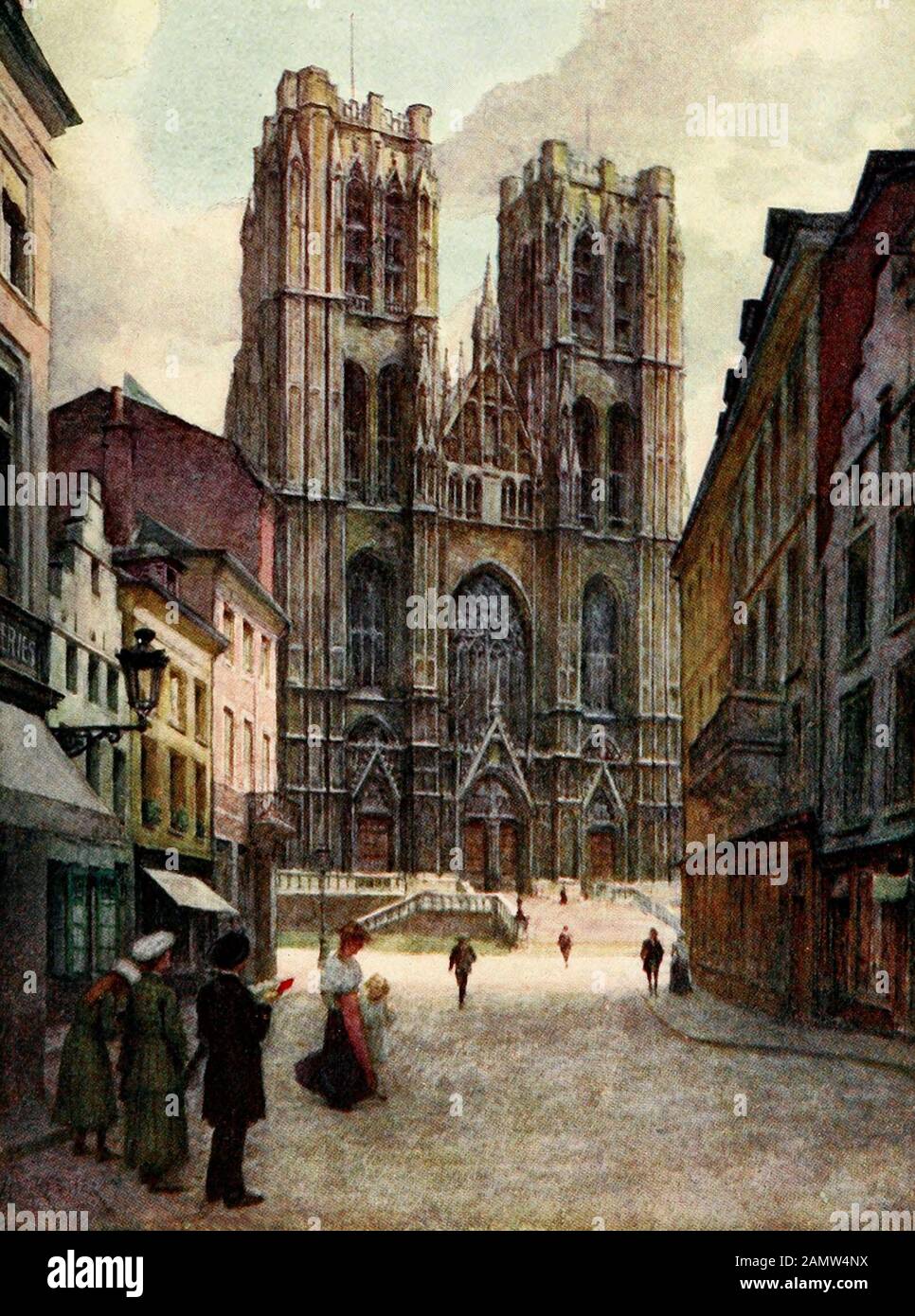 La Cattedrale Di Saint Gudule, Bruxelles, Belgio, Circa 1907 Foto Stock
