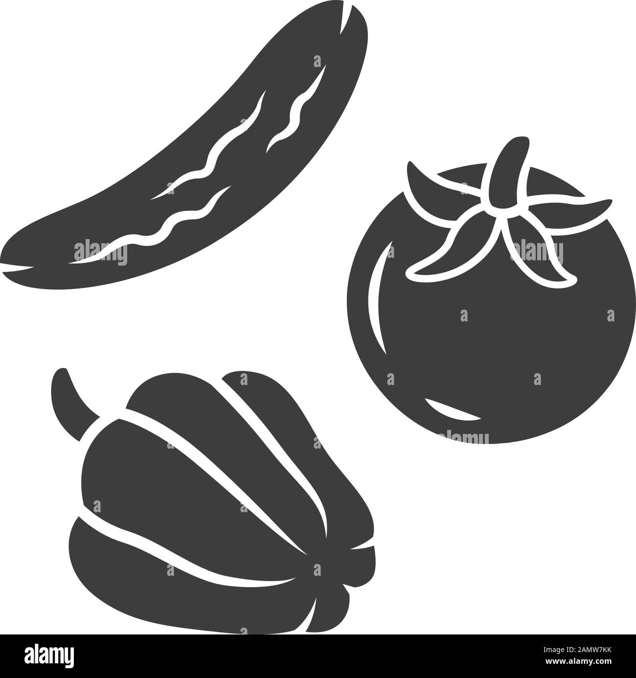 Icona glifo verdure crude. Dieta vegetariana e sano mangiare silhouette simbolo. Cibo vegano biologico, insalata di verdure fresche. Spazio negativo. Cetriolo, a. Illustrazione Vettoriale