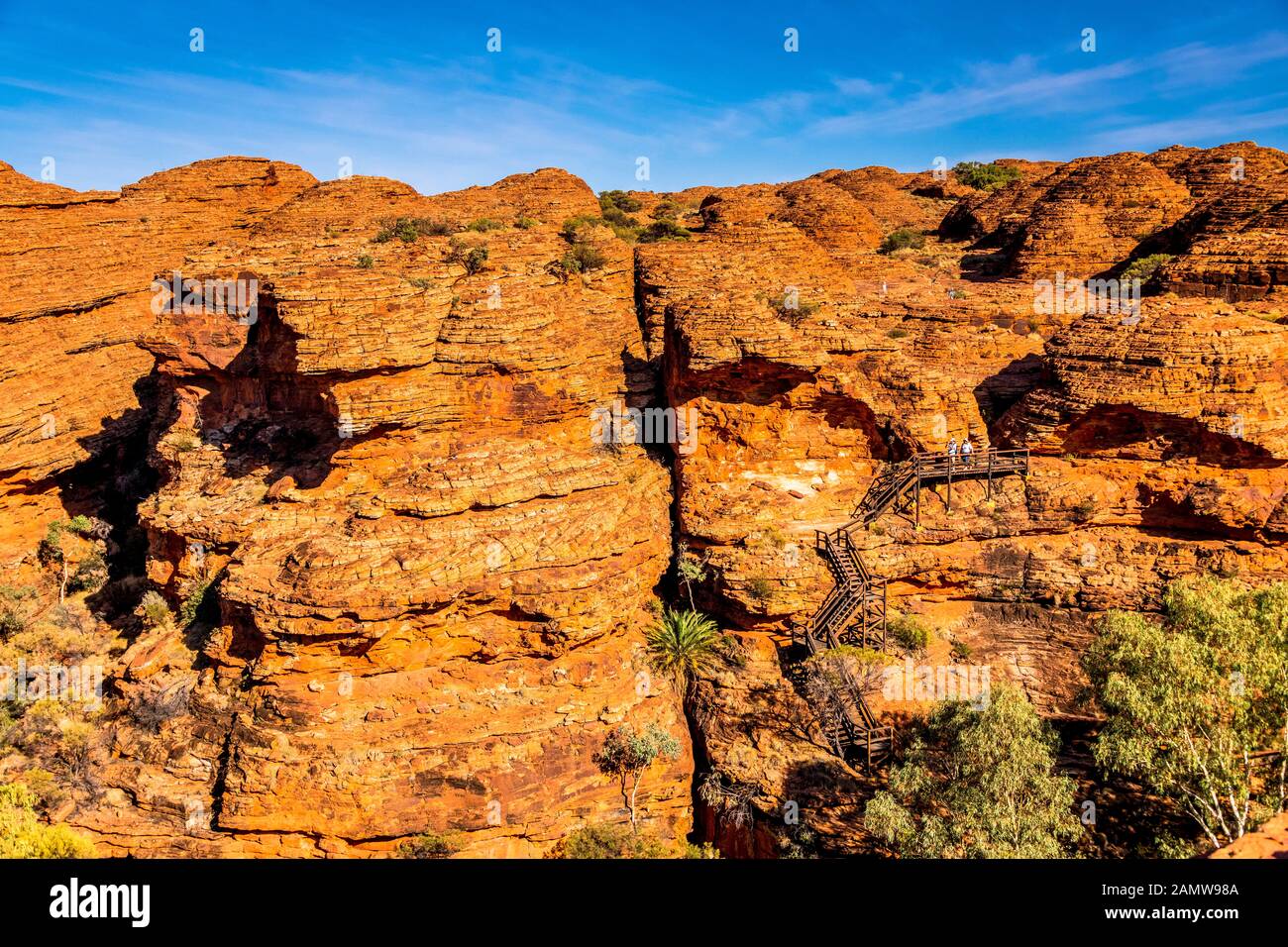 Le scale a pioli lungo il Kings Canyon Rim a piedi nel Territorio del Nord in Australia outback Foto Stock