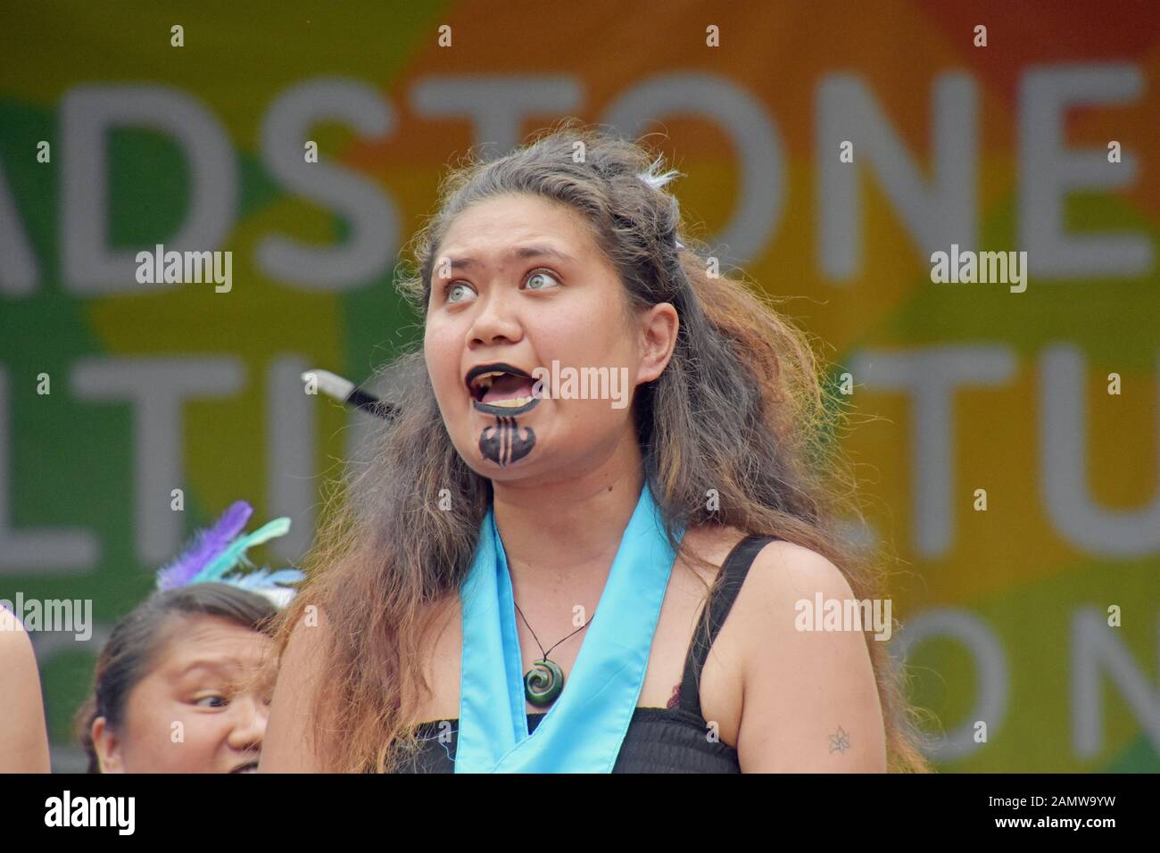 MAORI PERSONE IN UN EVENTO CULTURALE Foto Stock