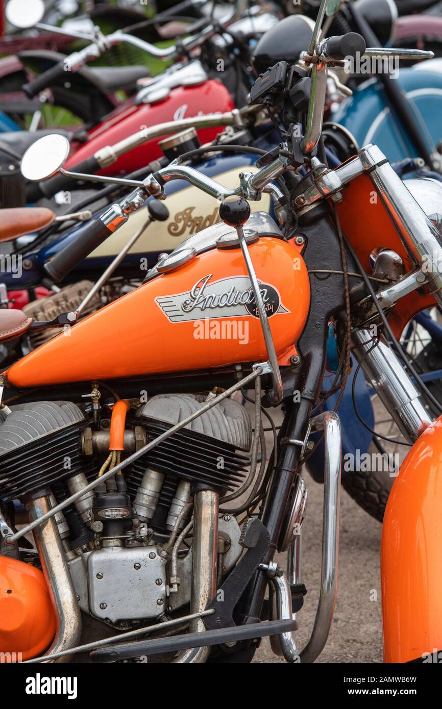 Capo indiano ottanta motocicletta. Classic American Motorcycle Foto Stock