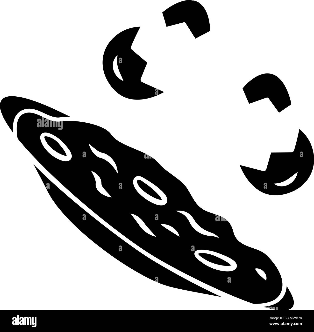 Icona glifo omelette. Piatto da cucina veloce. Ristorante, menu' per colazione caffe'. Cibo del mattino. Uova strapazzate fritte. Prodotto agricolo naturale. silhouette symb Illustrazione Vettoriale