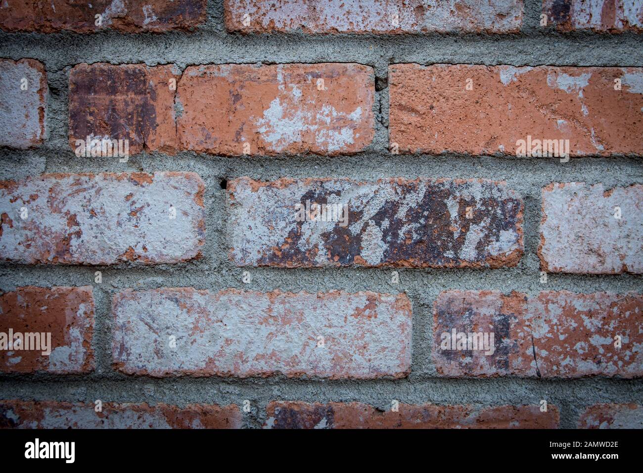 vecchio reticed sfondo muro di mattoni riciclati Foto Stock