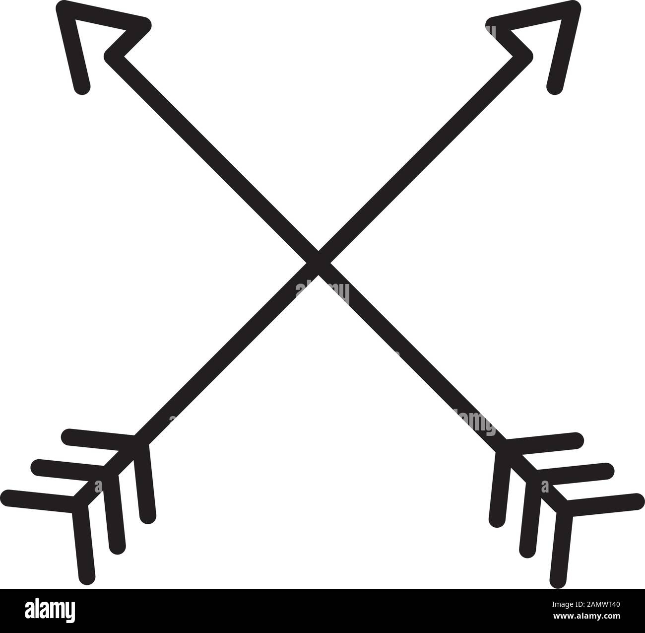 Frecce cupido attraversato icona isolato Illustrazione Vettoriale