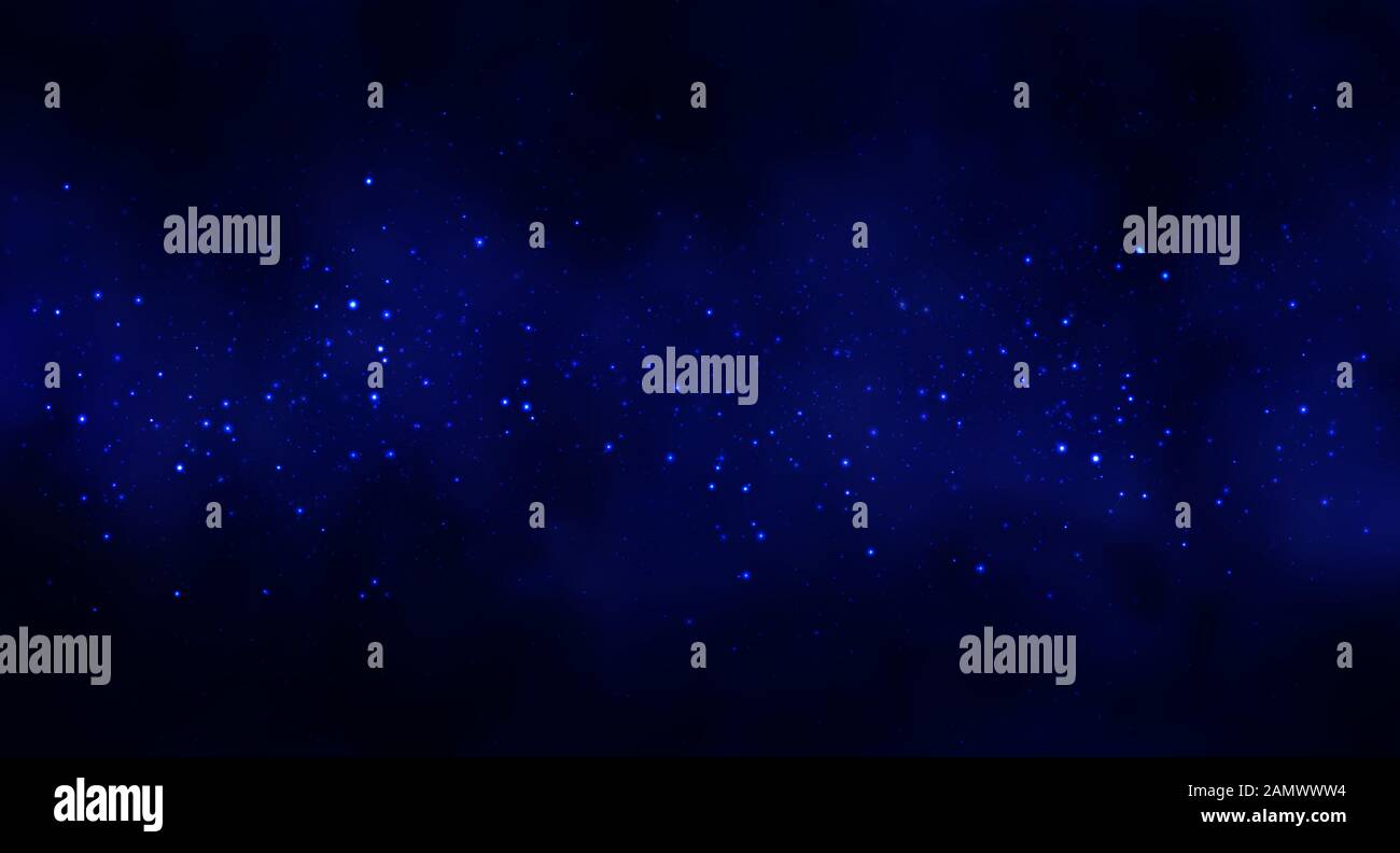 Illustrazione vettoriale di Cosmos Space con cielo stellato, stella massiccia in cosmo profondo in colori blu e nero. Astratta futuristica, tecnologia Illustrazione Vettoriale