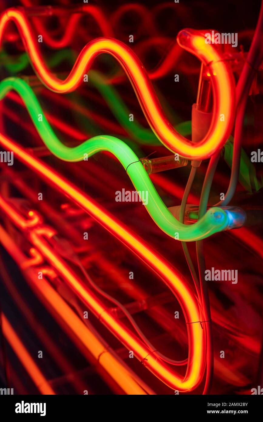 Close-Up di multi colore luci al neon Foto Stock
