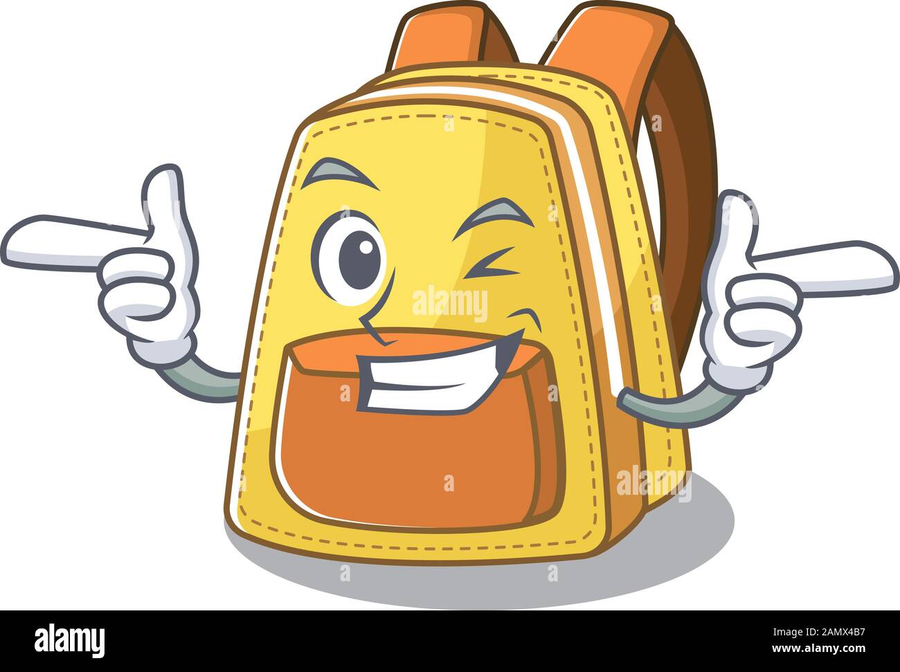 Mascot cartoon design di bambini scuola zaino con Wink occhio Illustrazione Vettoriale