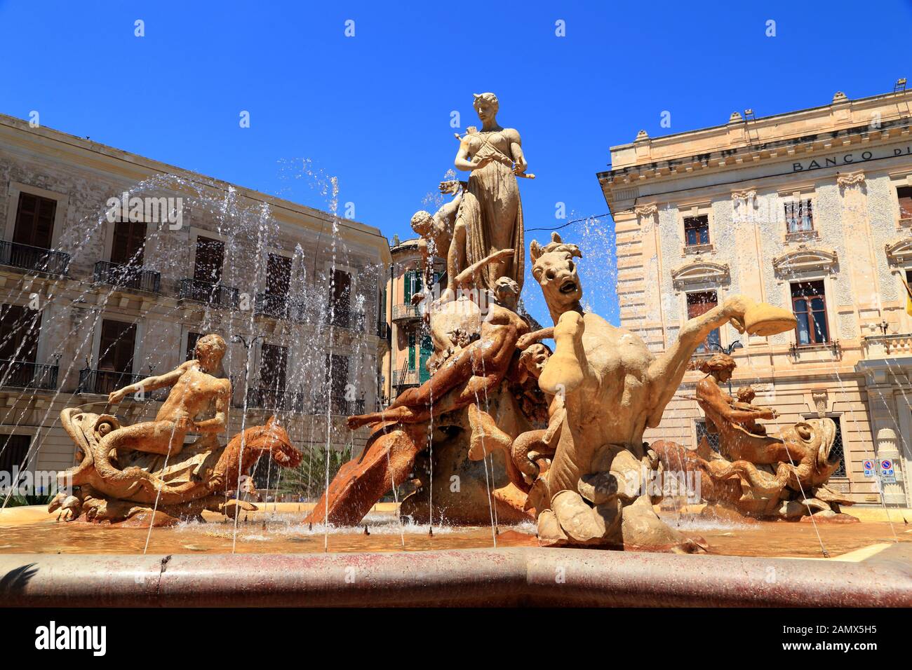 Fontana Di Diana, Isola Di Ortigia, Siracusa Sicilia / Fontana Di Diana, Isola Di Ortigia, Siracusa, Sicilia Foto Stock