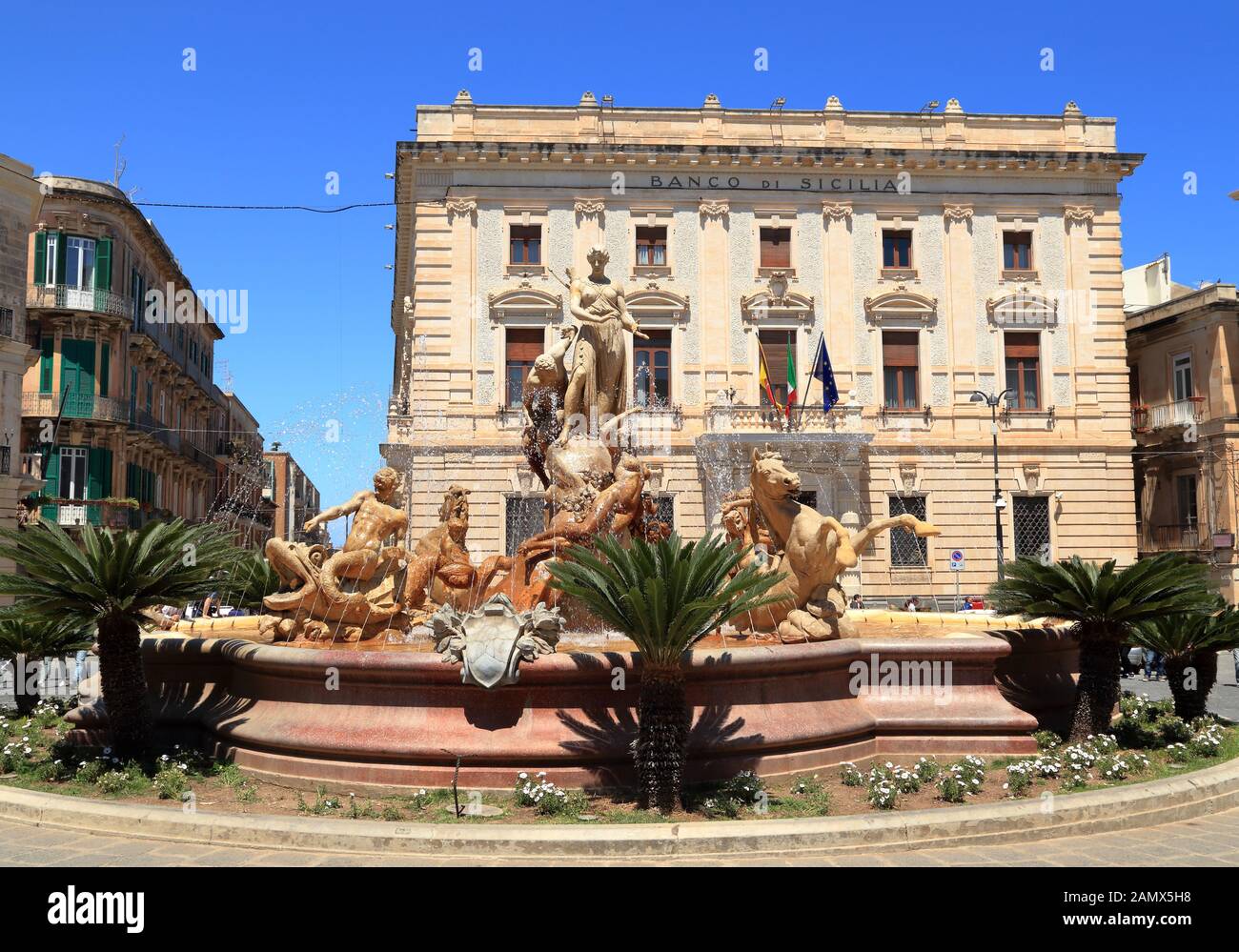 Fontana Di Diana, Isola Di Ortigia, Siracusa Sicilia / Fontana Di Diana, Isola Di Ortigia, Siracusa, Sicilia Foto Stock