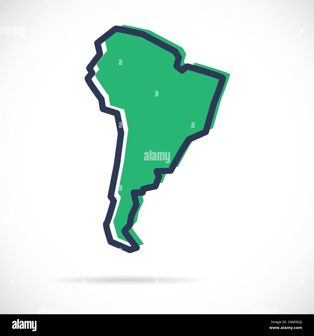 Semplice mappa stilizzata del Sud America Illustrazione Vettoriale