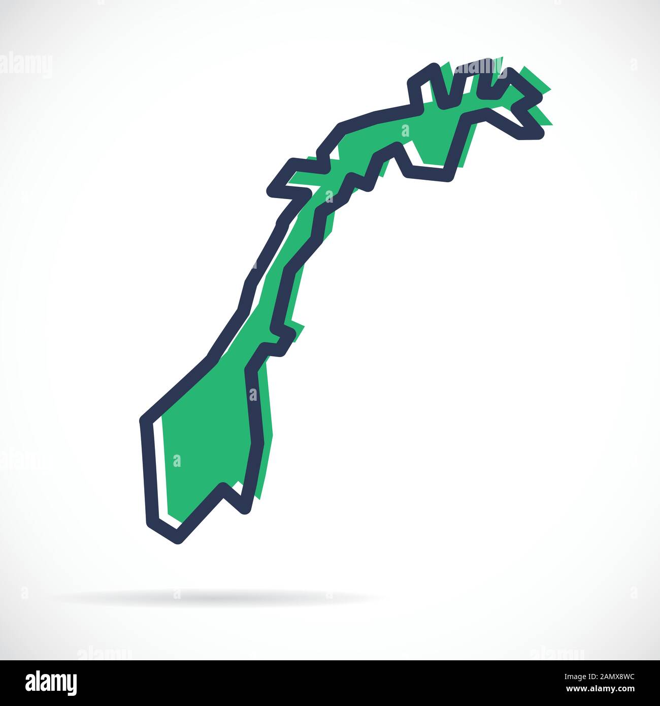 Semplice mappa stilizzata della Norvegia Illustrazione Vettoriale