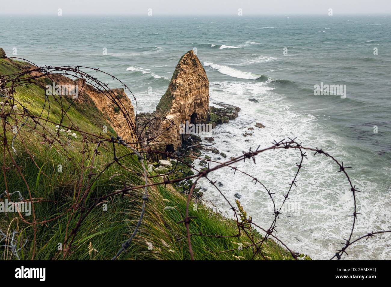 Pointe Du Hoc, Calvados, Normandia, Francia Foto Stock