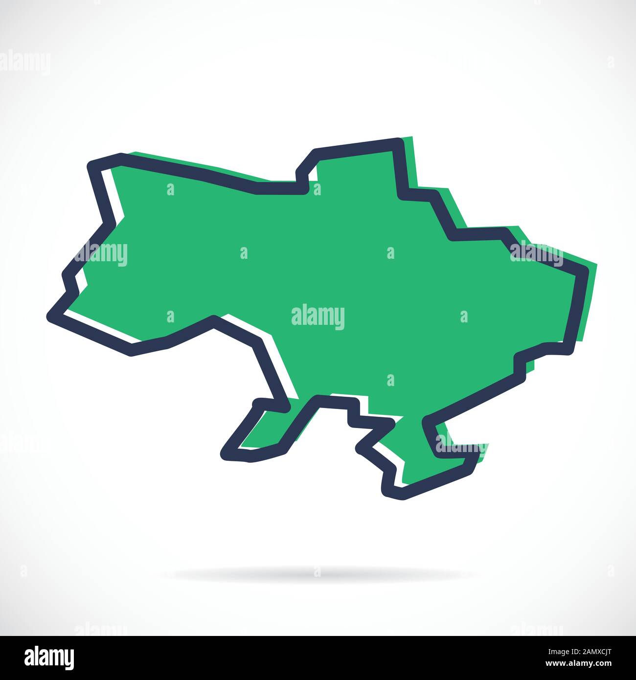 Semplice mappa stilizzata dell'Ucraina Illustrazione Vettoriale