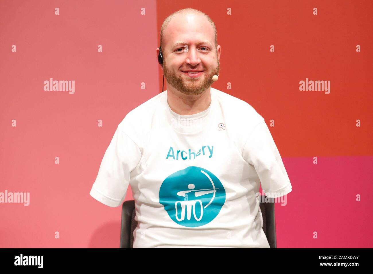 Matt Stutzman, 15 GENNAIO 2020 : Gli Organizzatori dei Giochi Olimpici e Paralimpici di Tokyo 2020 annunciano la progettazione di biglietti per gli spettatori a Tokyo, Giappone. Credito: Sho Tamura/Aflo Sport/Alamy Live News Foto Stock