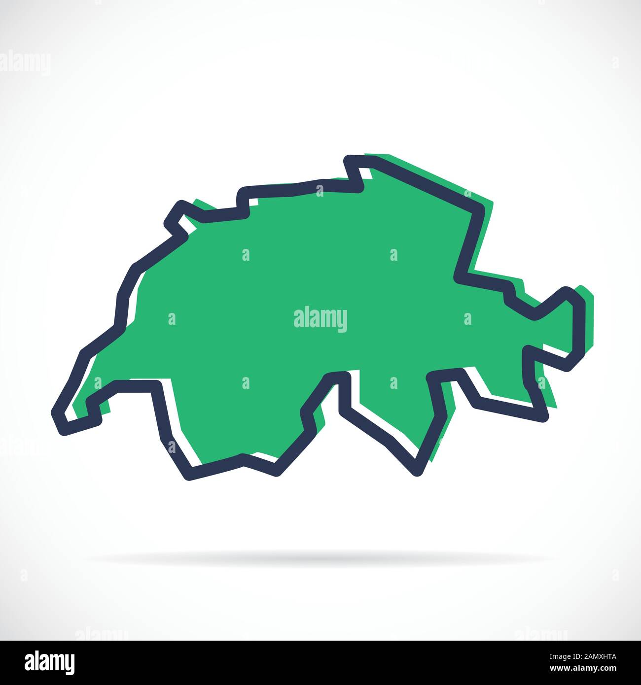 Semplice mappa stilizzata della Svizzera Illustrazione Vettoriale