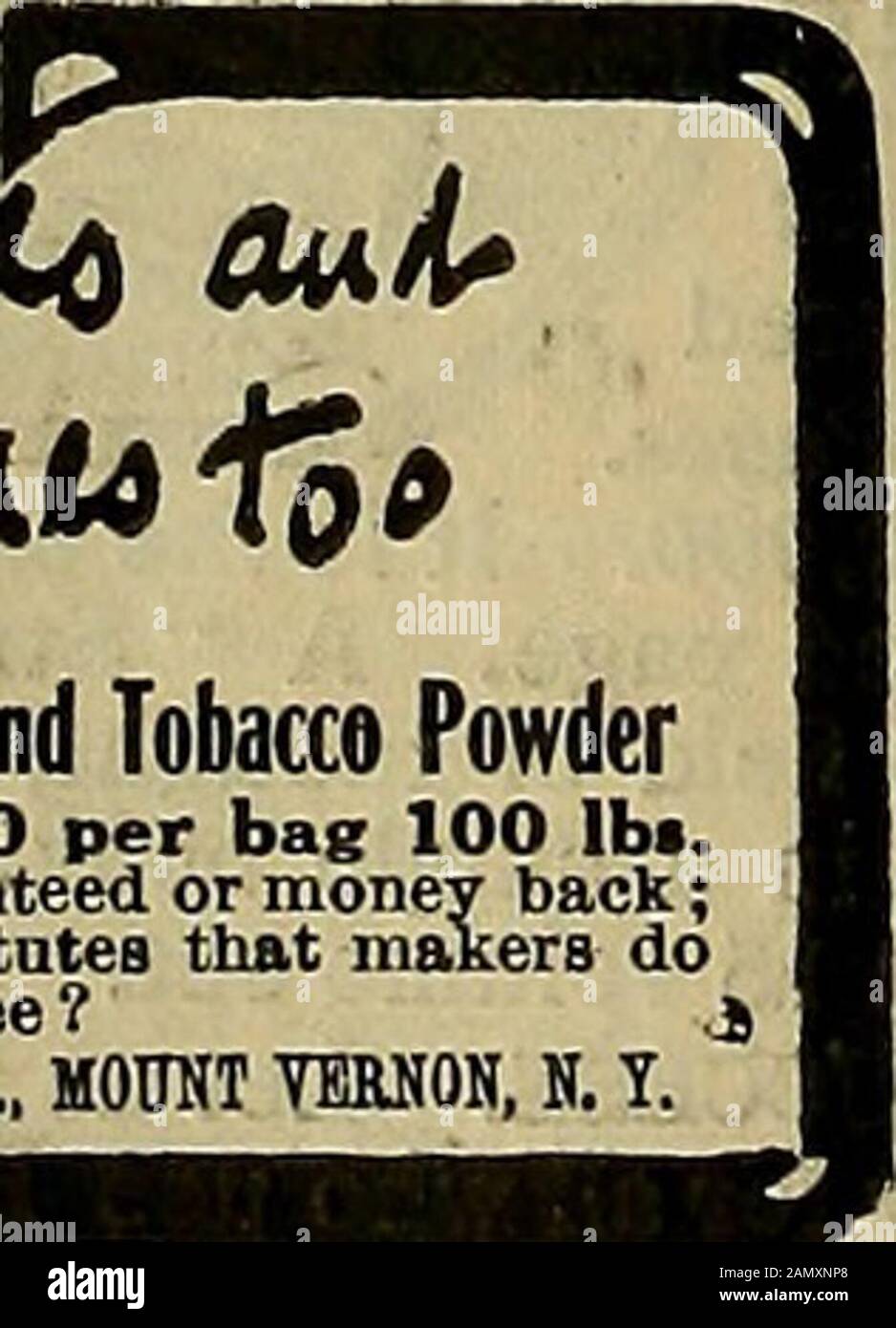 Il fiorista americano : un giornale settimanale per il commercio. CK, mosca bianca. Ragno rosso, parsimi, insetto mealy, scala marrone e bianca e tutti gli insetti molli corposi. Si tratta di una composizione di olio e nicotina, usata come spray. 2,50 dollari al gallone: 1,00 dollari al quarto. Un rimedio infallibile per muffa, ruggine, funghi di suolo ed altre luci che interessano i fiori e le verdure. Si tratta di una preparazione allo zolfo che non macchia il fogliame, e si dimostra efficace dove la miscela di Bordeaux e la calce e lo zolfo non riescono. 2,00 dollari al gallone - 75c per quarto. Questi prodotti sono facilmente solubili in acqua, usati come spray, a forza come da dir Foto Stock