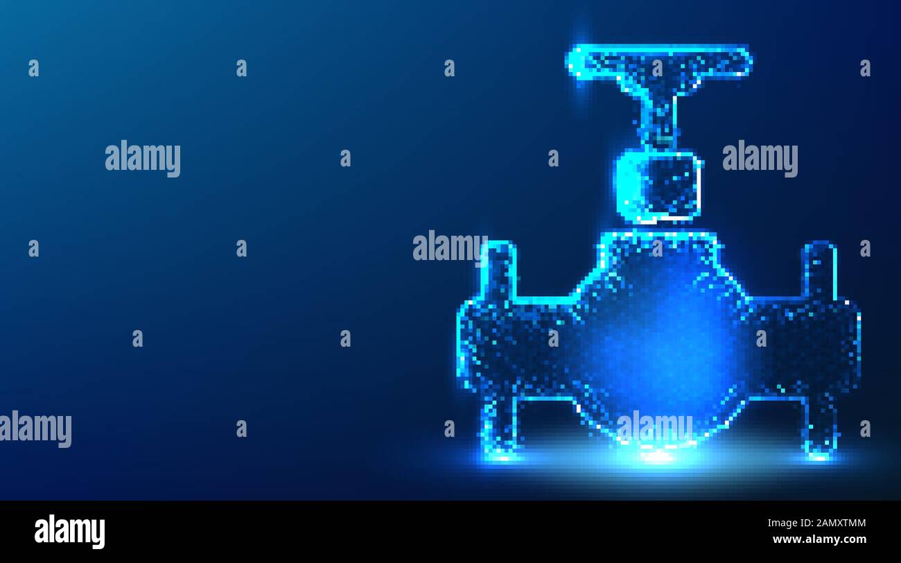 oleodotto. oleofabbrica industriale. astratto basso poly wireframe mesh design. da punto di collegamento e linea. illustrazione vettoriale su sfondo blu Illustrazione Vettoriale