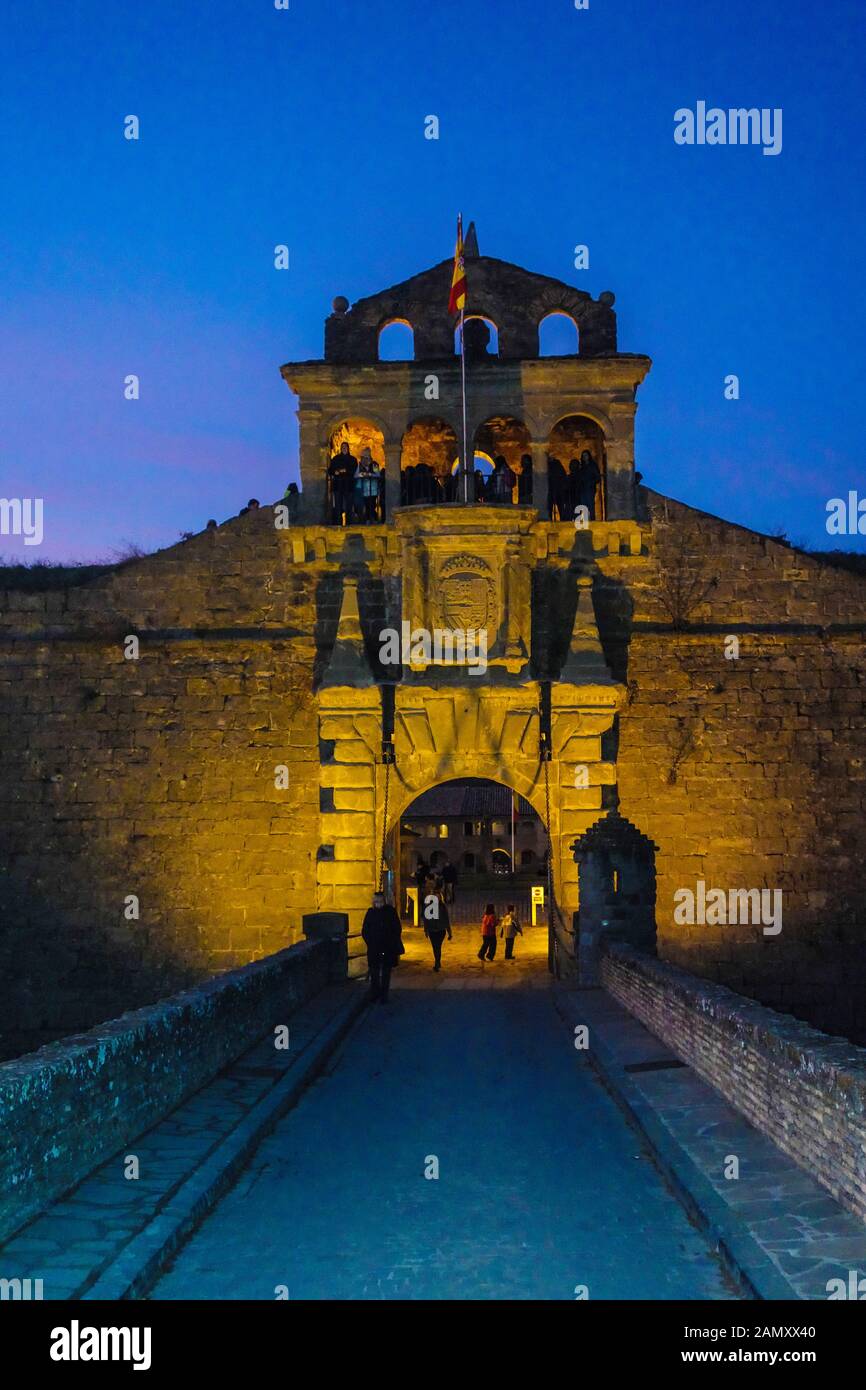 Ciudadela de Jaca Jaca, Huesca, Spagna. Conosciuta anche come la "Cittadella di Jaca ", fu costruita tra il XVI e il XVII secolo su ordine del re Ph Foto Stock