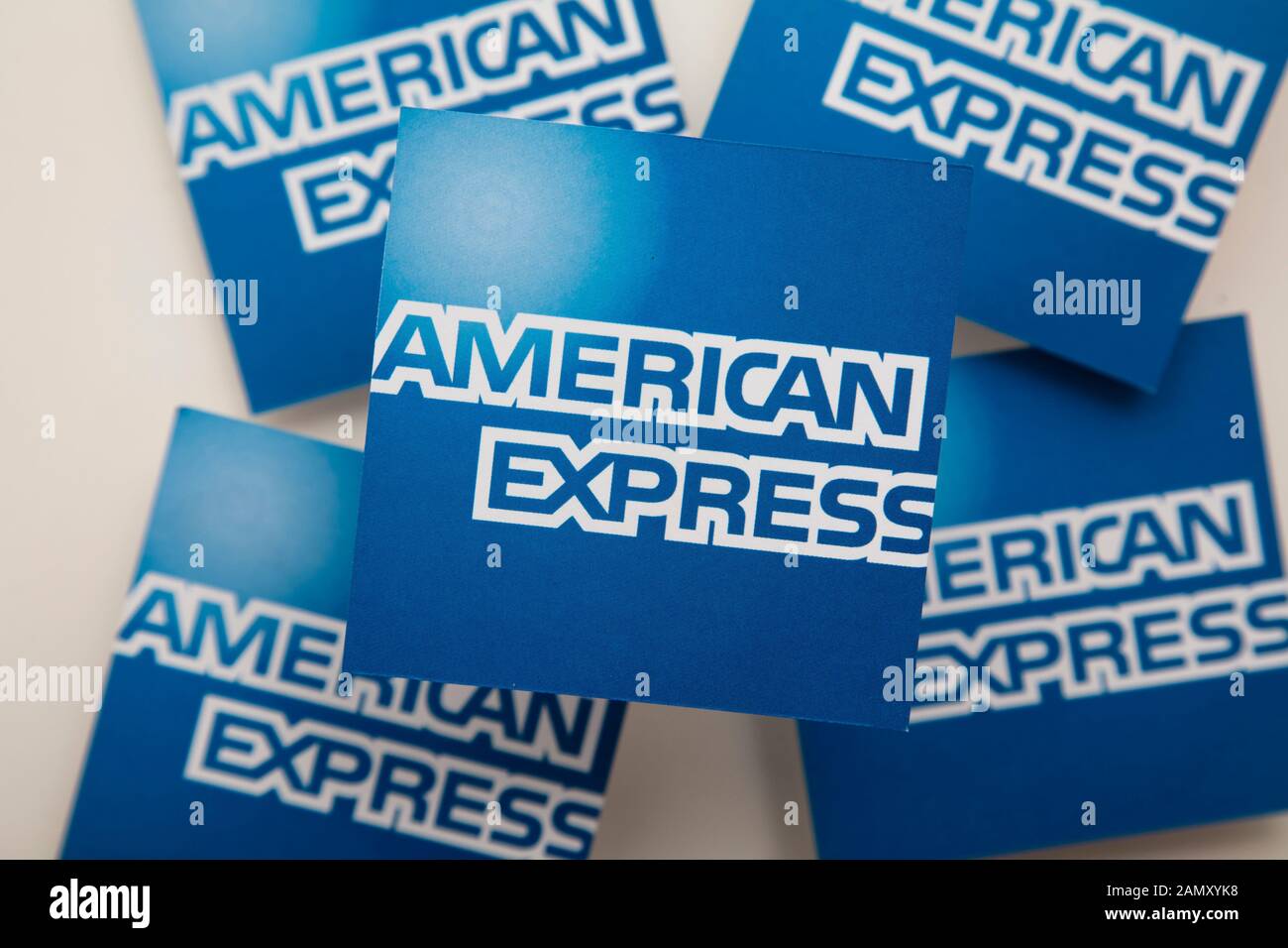 Londra, Regno Unito - Gennaio 15th 2020: Logo American express stampato su carta Foto Stock