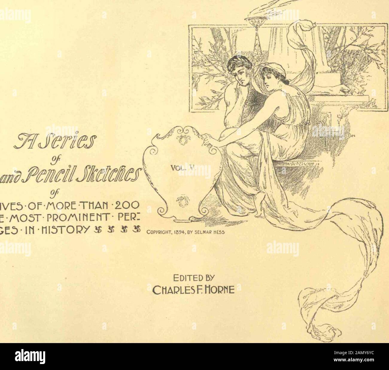 Grandi uomini e donne famose : una serie di disegni a penna e a matita della vita di oltre 200 dei personaggi più importanti della storia Volume 5 . E FAMOSO WOF^EN J^en. Of -, / W^ tne^Livc5ornoPETnAn-200 ^ m 4.&gt;^^0P-tne/A05TPR0AiriEriT- per:5oriAGE5-in-nisTOpy 3iJ »^ « ^ Copyright.IBS+.BYsaMARntss A CURA di CnAPLESF.nopnE Foto Stock