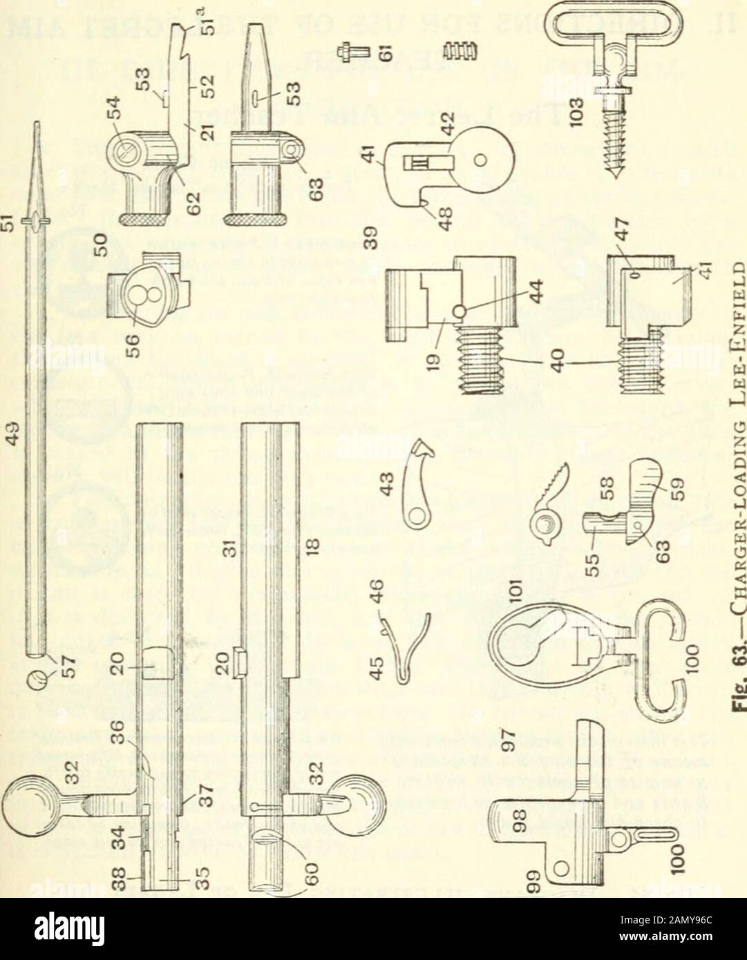 Musketry, (cartucce .303 e .22) : addestramento elementare, addestramento visivo, distanza di giudizio, disciplina di fuoco, pratiche di gamma, pratiche di campo. APP.] NOMI DELLE PARTI DI FUCILI ^3 5 239. 240 USO DELL'INSEGNANTE LEGRET AIM [APP. II ISTRUZIONI PER L'USO DEL LEGRET AIMTEACHER. Il Maestro Di Mira Della Legetta. Foto Stock