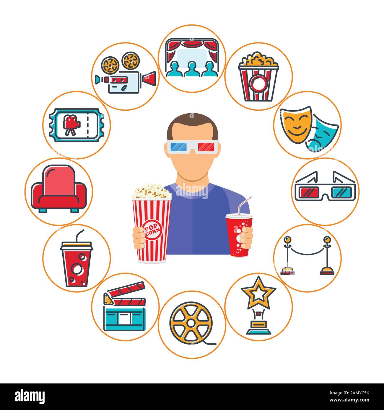 Cinema e Film Banner Illustrazione Vettoriale