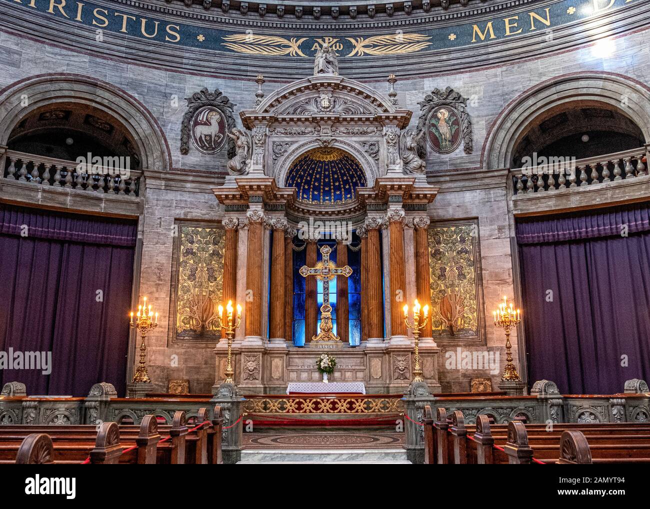 Kirke di Frederik - Chiesa evangelica luterana in stile rococò, interno a Copenhagen, Danimarca Foto Stock