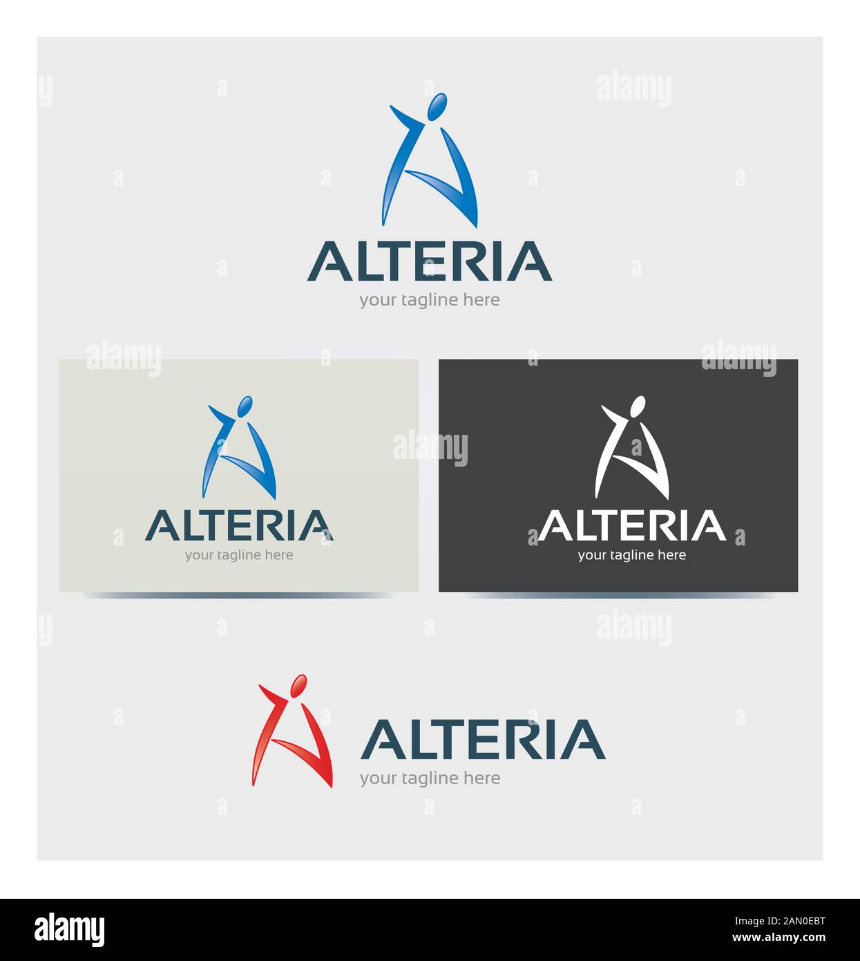 Lettera a icona, Logo per Business Card Mock up in diversi colori Illustrazione Vettoriale