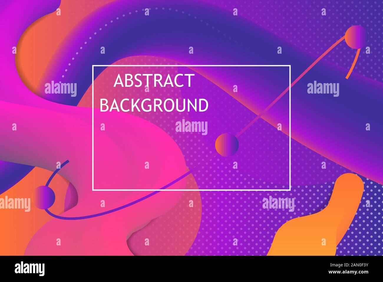 Liquido geometrico con viola arancione gradiente dello sfondo. Abstract illustrazione vettoriale design per il layout di presentazione o di un modello, flyer, poster. Illustrazione Vettoriale