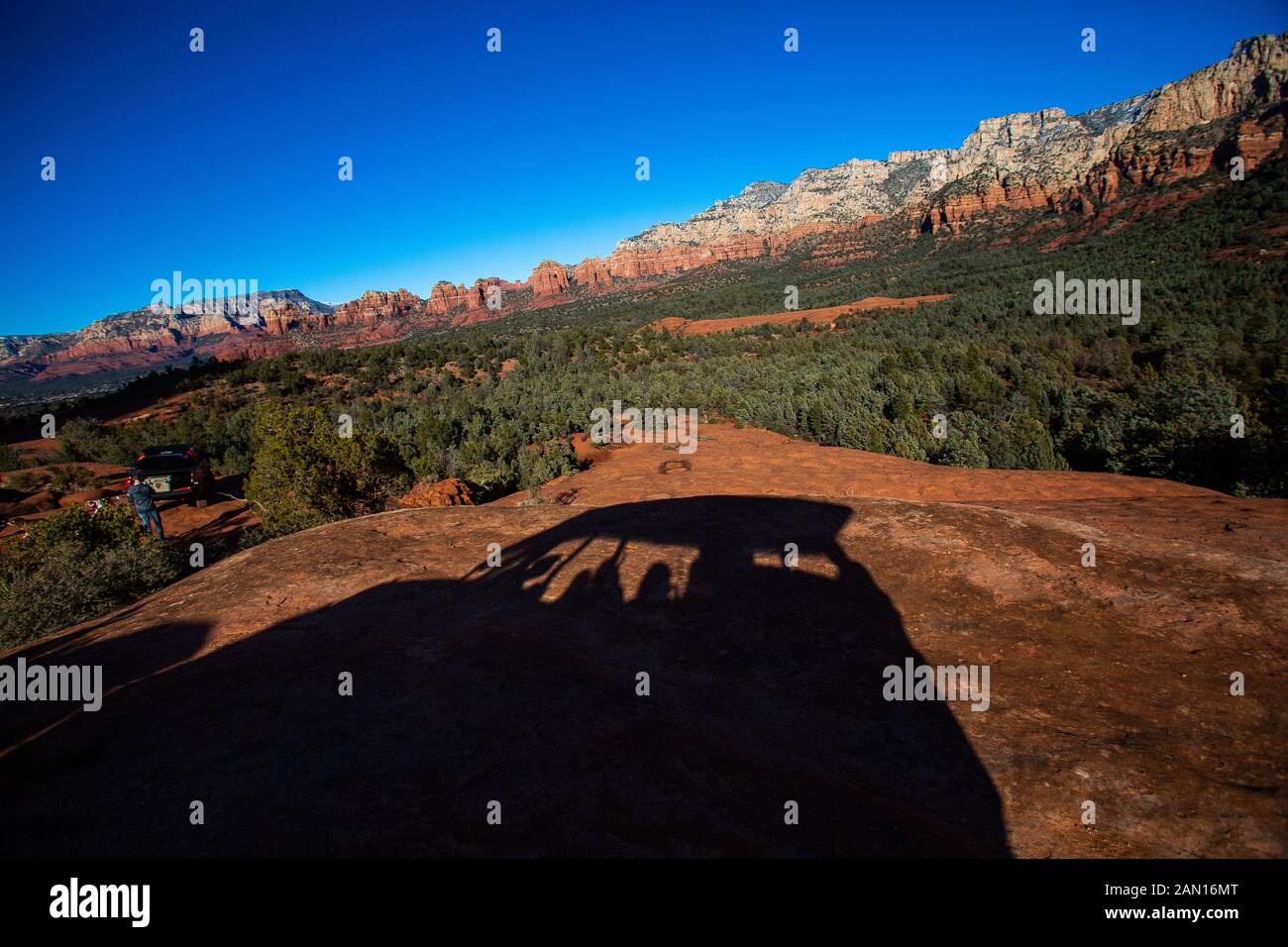 Foto di famiglia da Sedona, Arizona, con tour sulle rocce rosse. Foto Stock