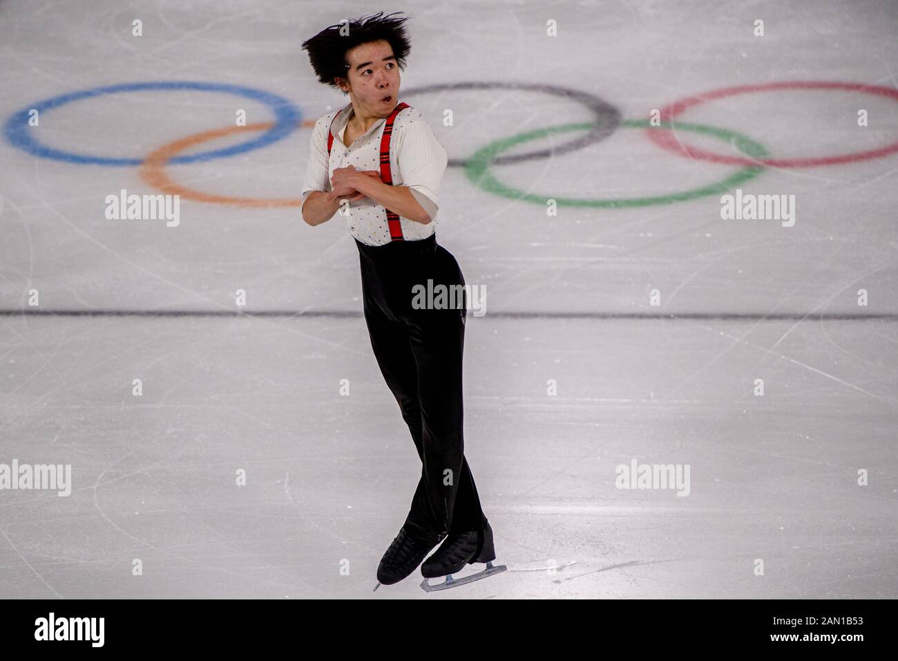 LOSANNA, SVIZZERA. 15th, gennaio 2020. KAGIYAMA Yuma - Team Focus (JPN) compete in Figure Skating - Mixed NOC Team - Men's Single Skating durante i Giochi Olimpici Giovanile di Losanna 2020 presso la Lausanne Ice Skate Arena mercoledì 15 gennaio 2020. LOSANNA, SVIZZERA. Credito: Taka G Wu/Alamy Live News Foto Stock