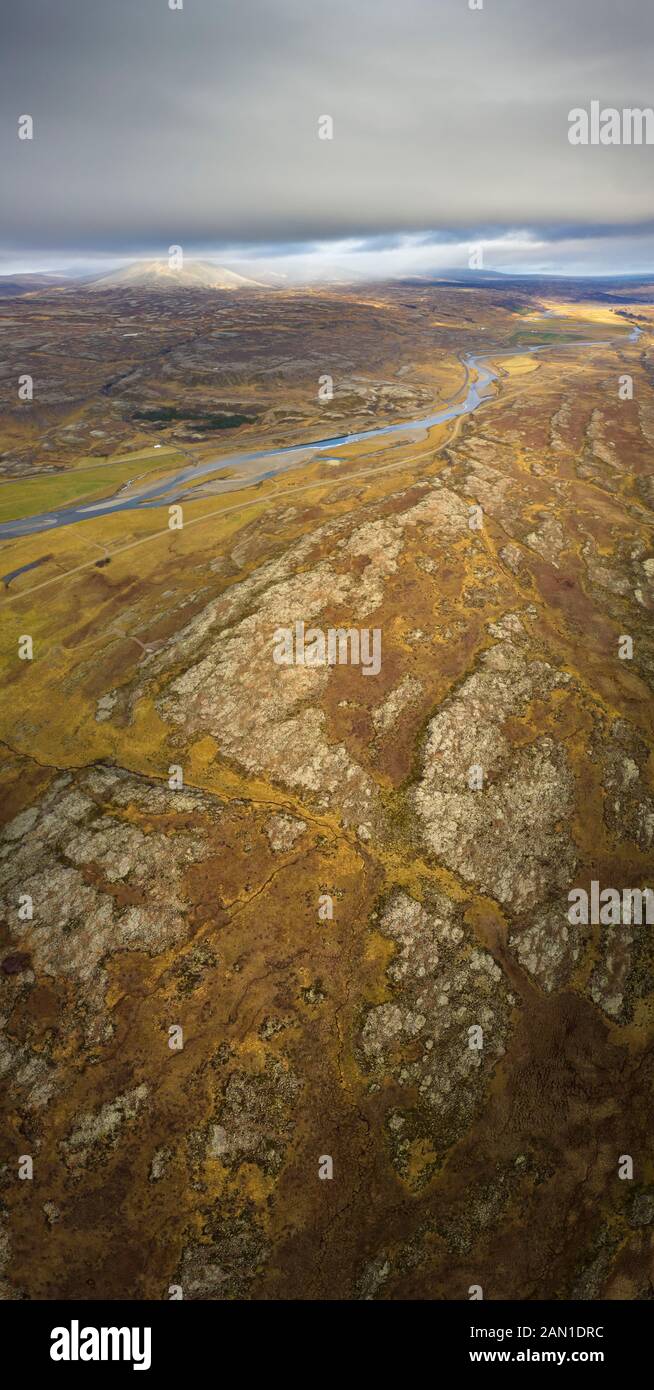 Terreni agricoli e paesaggi, Skardshamarsland, Borgarfjordur, Islanda Foto Stock