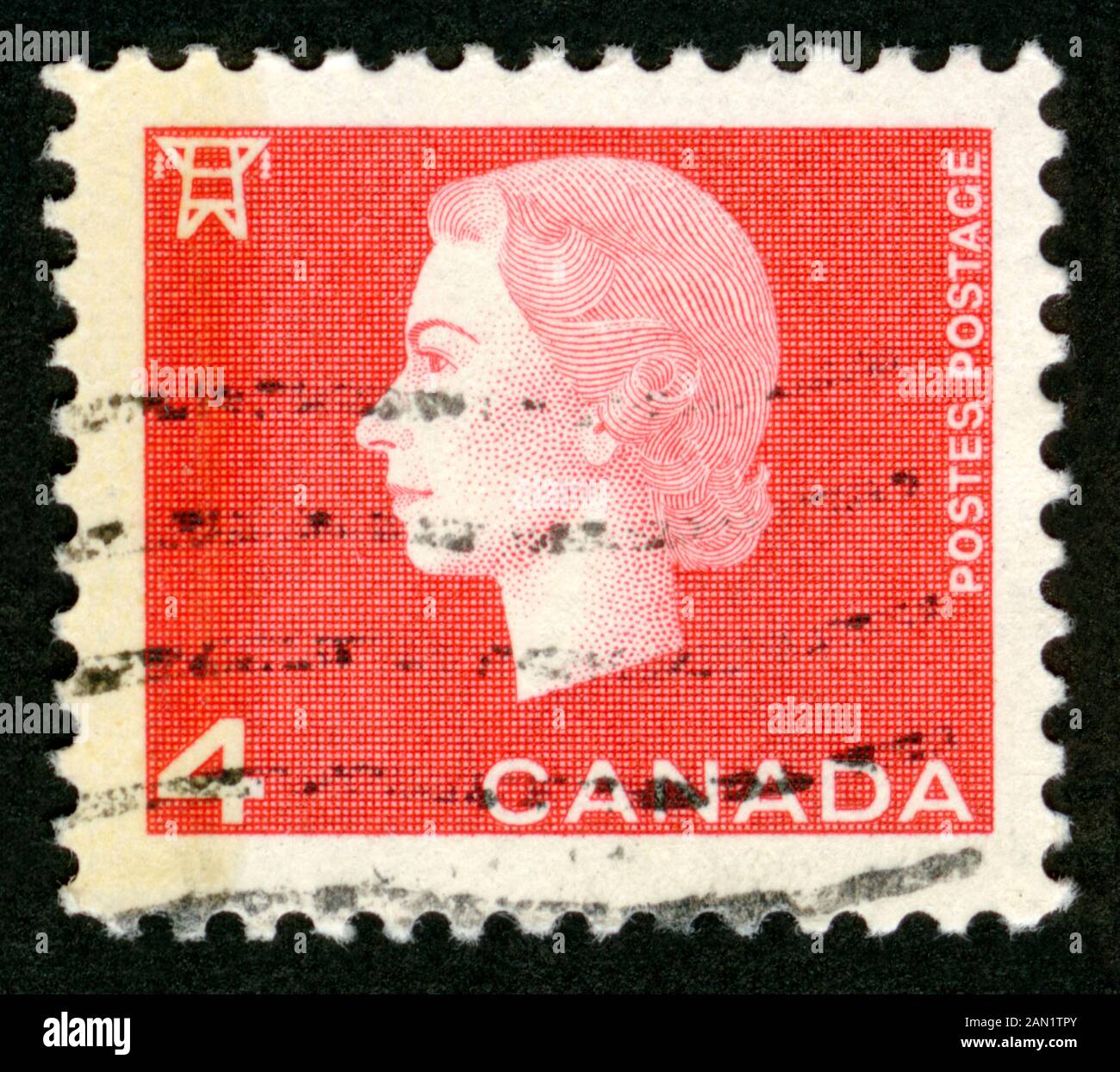 Stampa del timbro in Canada, la Regina Elisabetta II Foto Stock