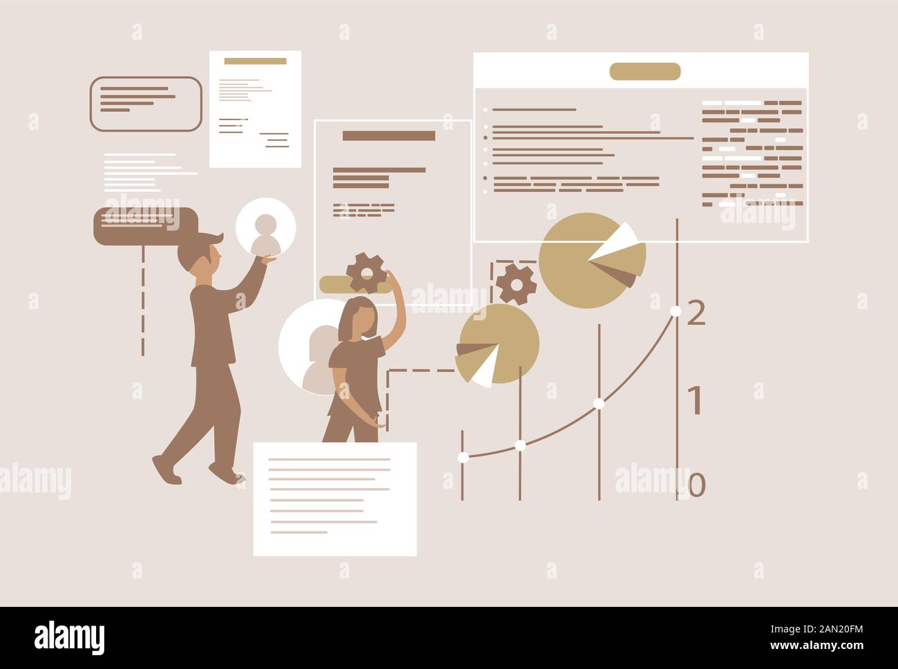 Presentazione della versione demo del progetto del software con il piano. Illustrazione Vettoriale